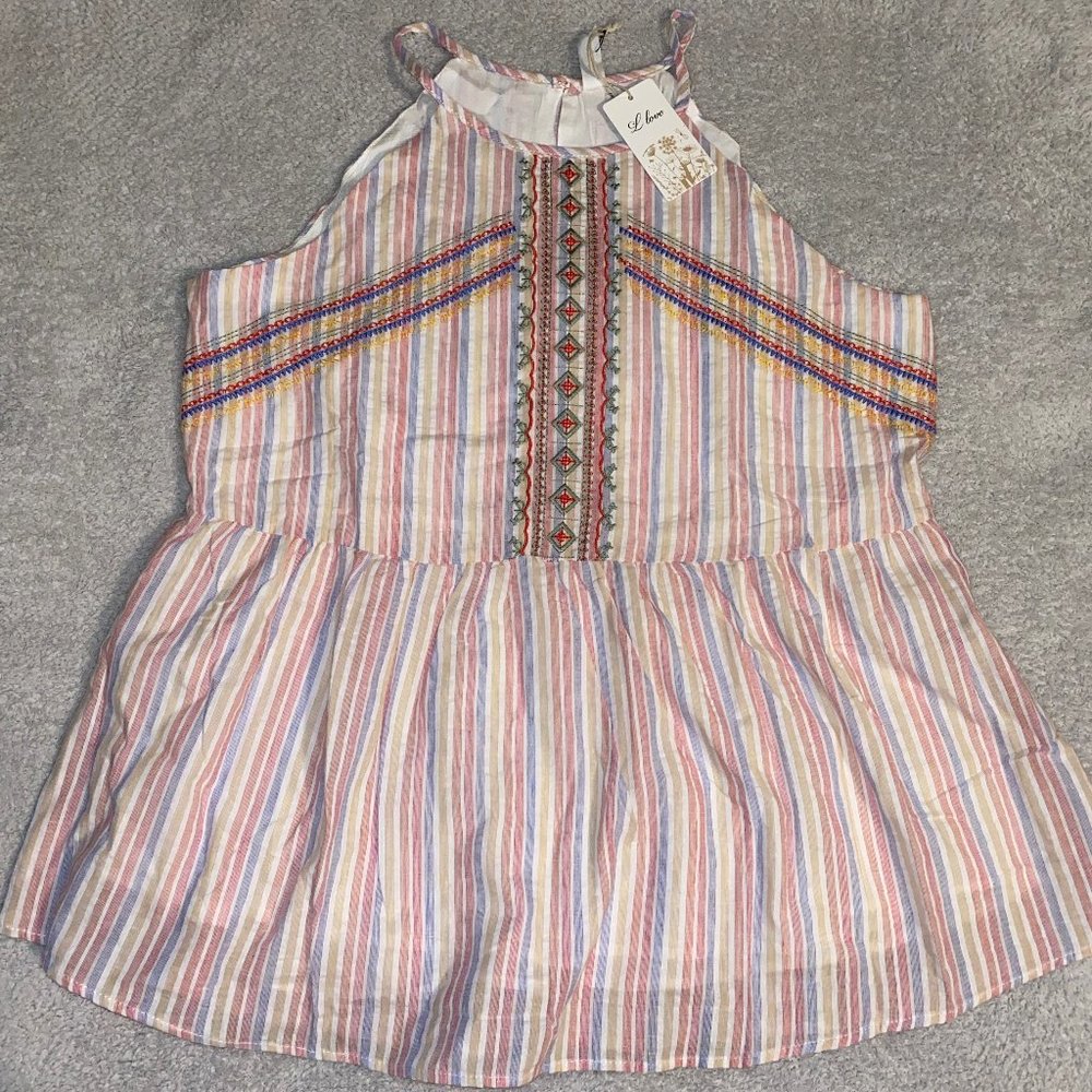 Stripped cinched waist Tank Top